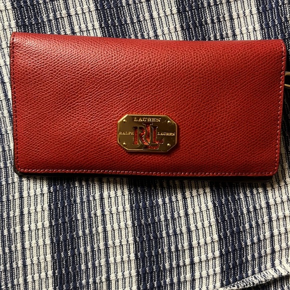 EUC Ralph Lauren Red Wallet..12 Slots for your Cards ..Super Cute! - Picture 4 of 4